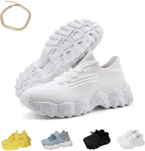 2024 Summer Lace Up Low Top Slip On Sneakers, Lightweight Mesh Running Shoes, Women's Comfortable Breathable Knitted Sneakers