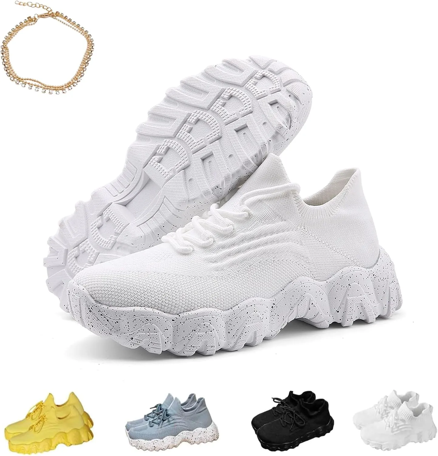 2024 Summer Lace Up Low Top Slip On Sneakers, Lightweight Mesh Running Shoes, Women's Comfortable Breathable Knitted Sneakers