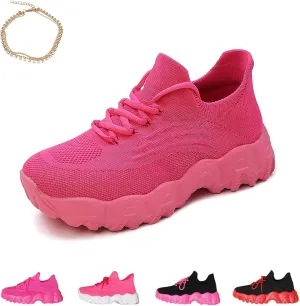 2024 Summer Lace Up Low Top Slip On Sneakers, Lightweight Mesh Running Shoes, Women's Comfortable Breathable Knitted Sneakers