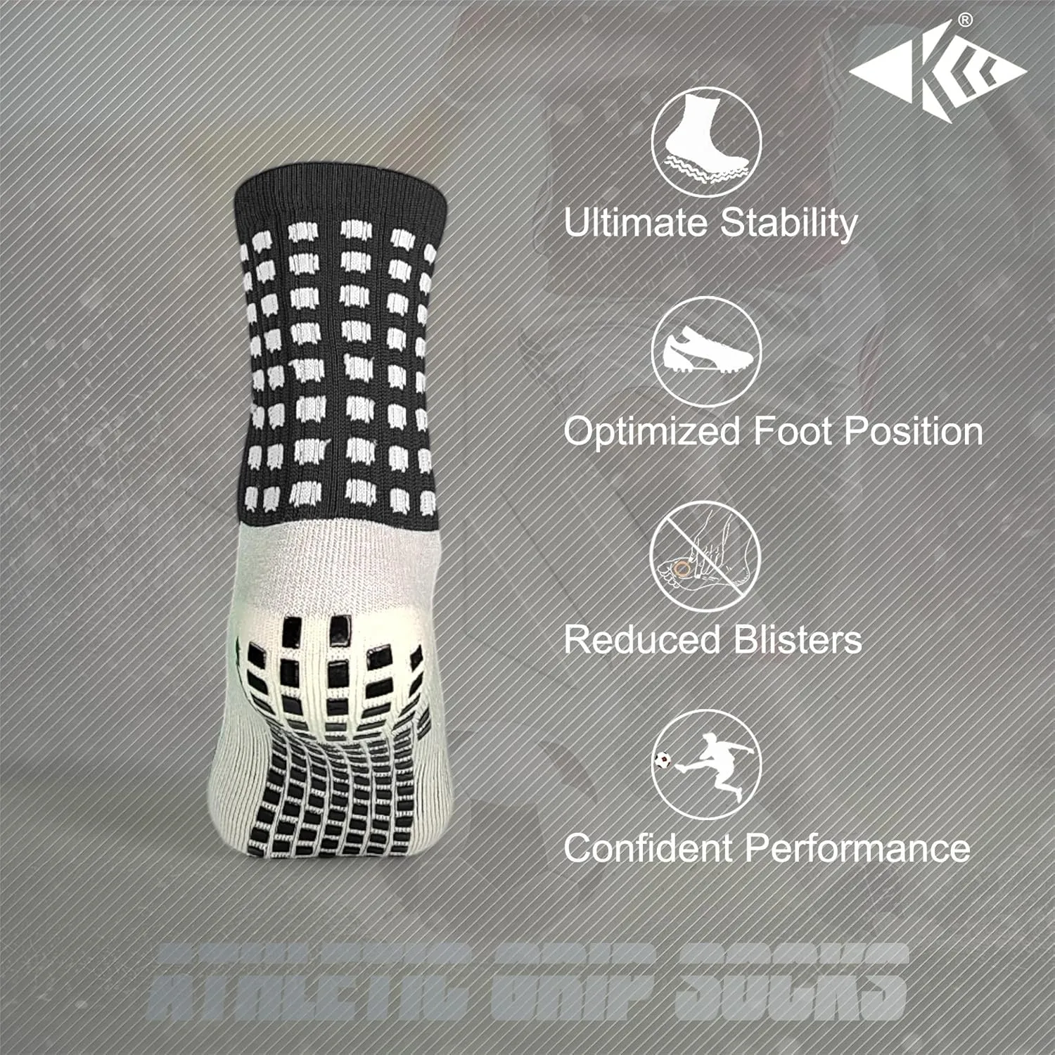 4 Pairs Anti Slip Soccer Socks/Non Slipping Basketball Socks/Sport Athletic Grip Socks