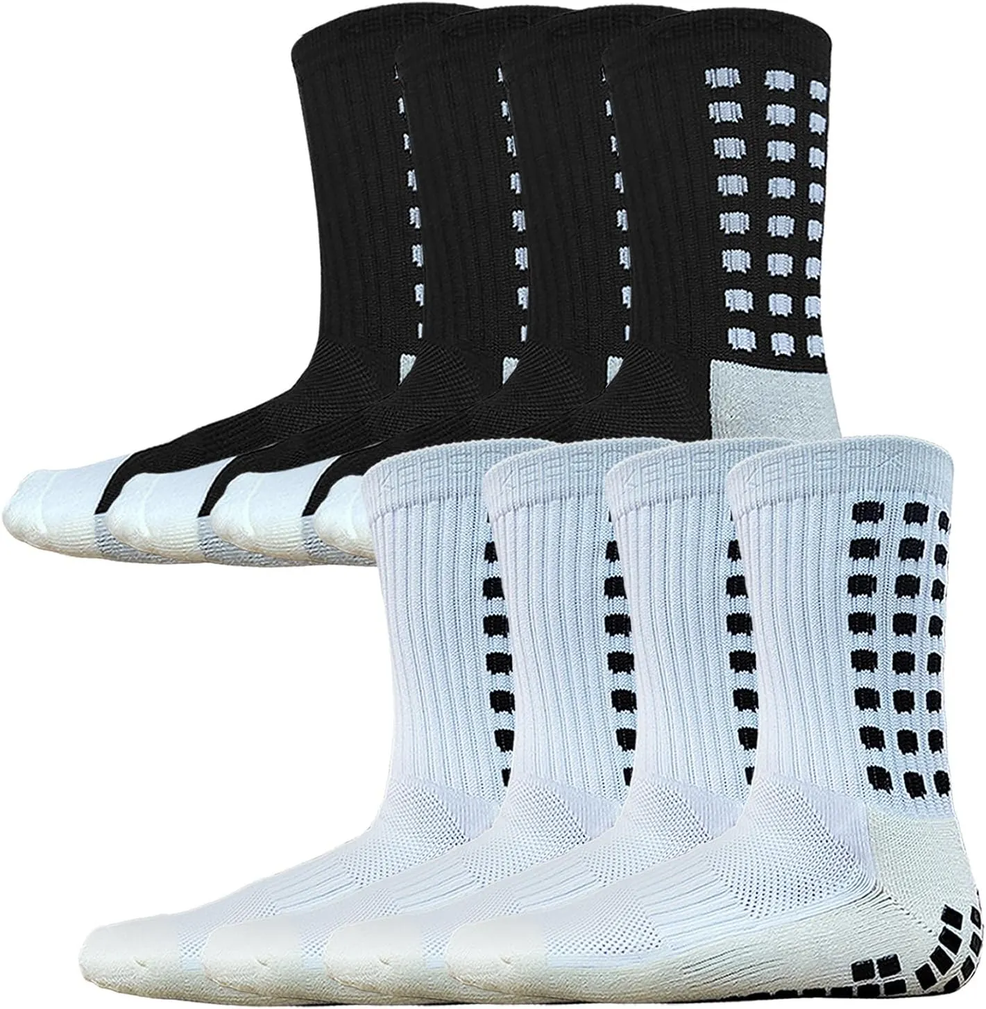 4 Pairs Anti Slip Soccer Socks/Non Slipping Basketball Socks/Sport Athletic Grip Socks