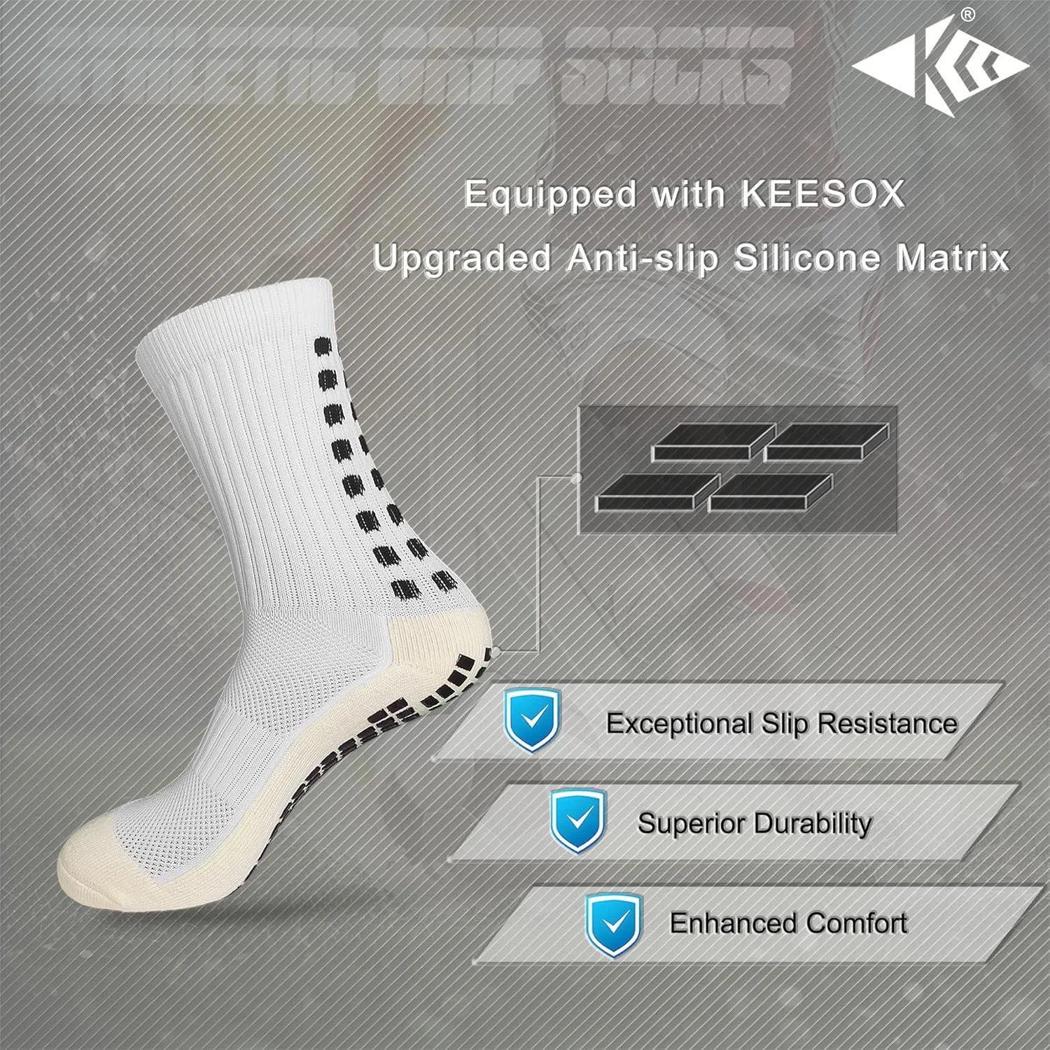 4 Pairs Anti Slip Soccer Socks/Non Slipping Basketball Socks/Sport Athletic Grip Socks