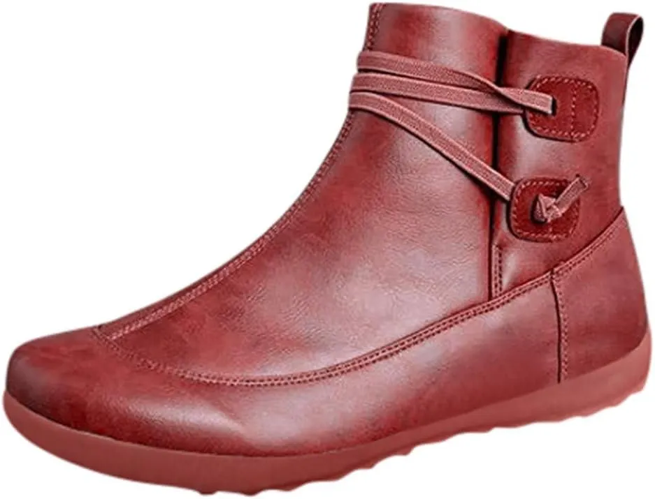 AMDBEL Ankle Boots for Women Wide Width, Arch Support Ankle Boots for Women Womens Low Heel Fashion Lace Up Zipper Booties Slip On Fall Winter Short Booties Chelsea Boots Womens Combat Boots Black
