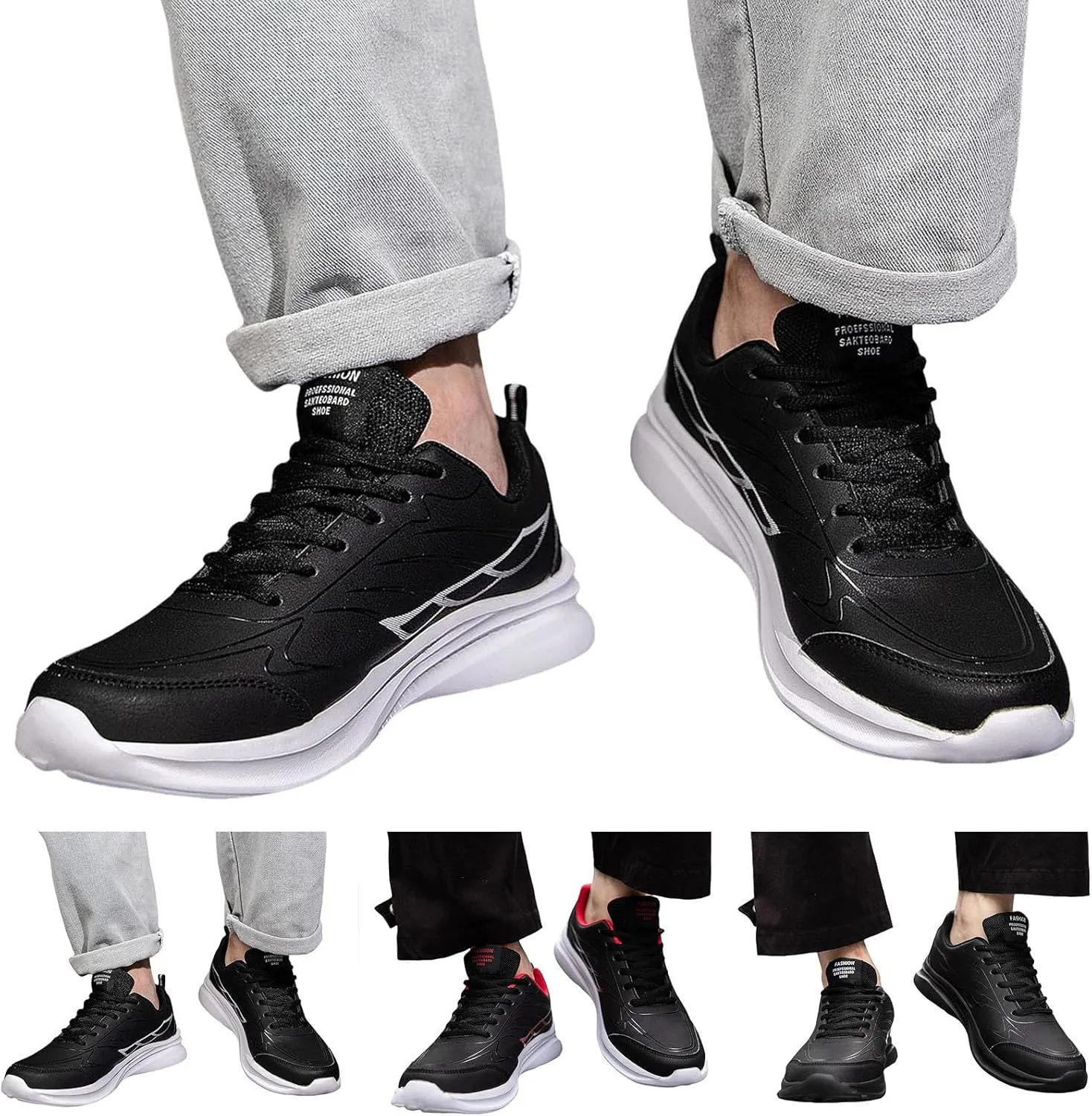 Arch Support Fitness Sneaker for Men Lightweight Breathable Slip on Running Shoe Lightweight Work Shoes for Men