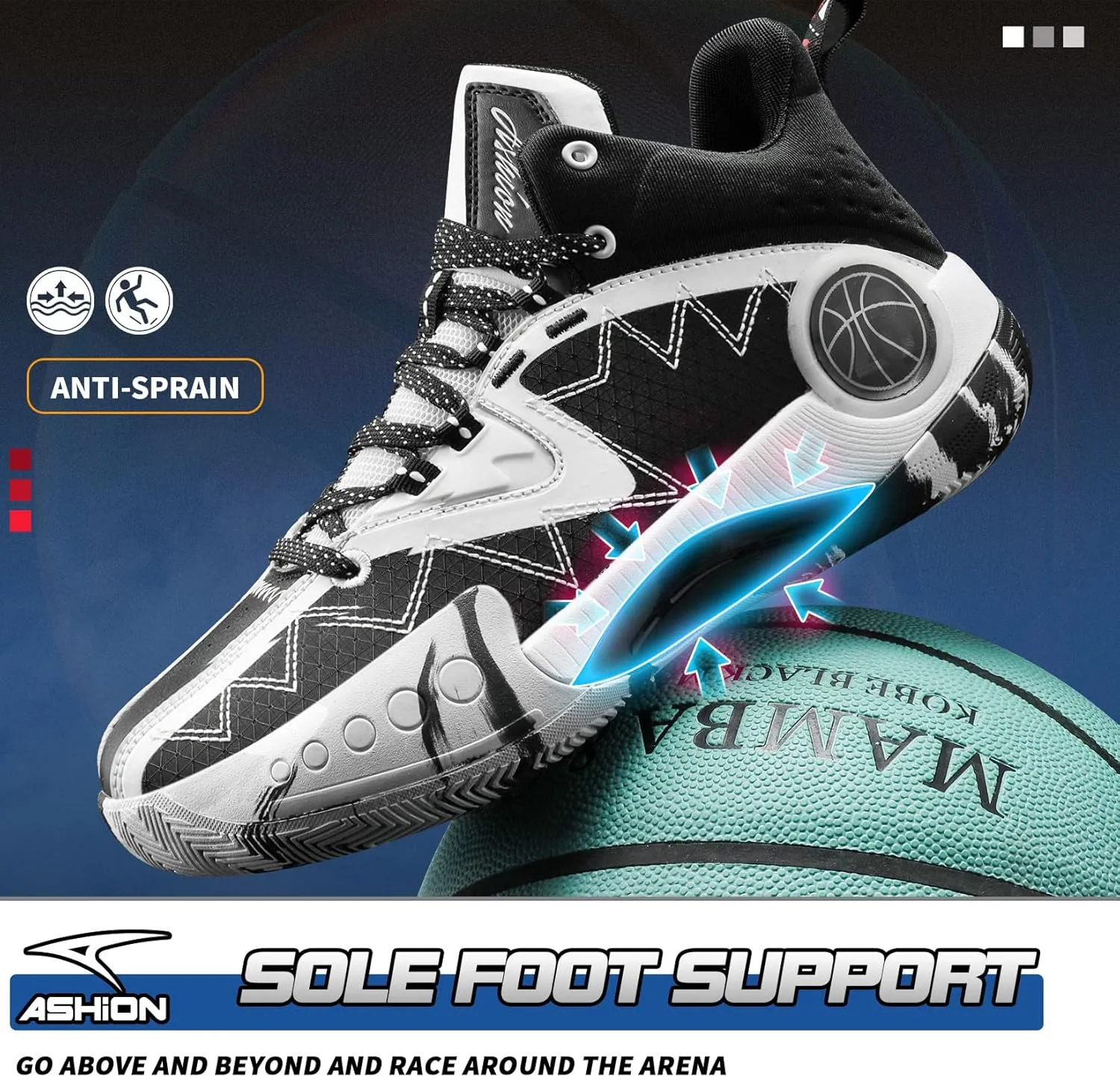 ASHION Kids Youth Basketball Shoes Non-Slip Boys High Top Sneakers Girls School Trainers