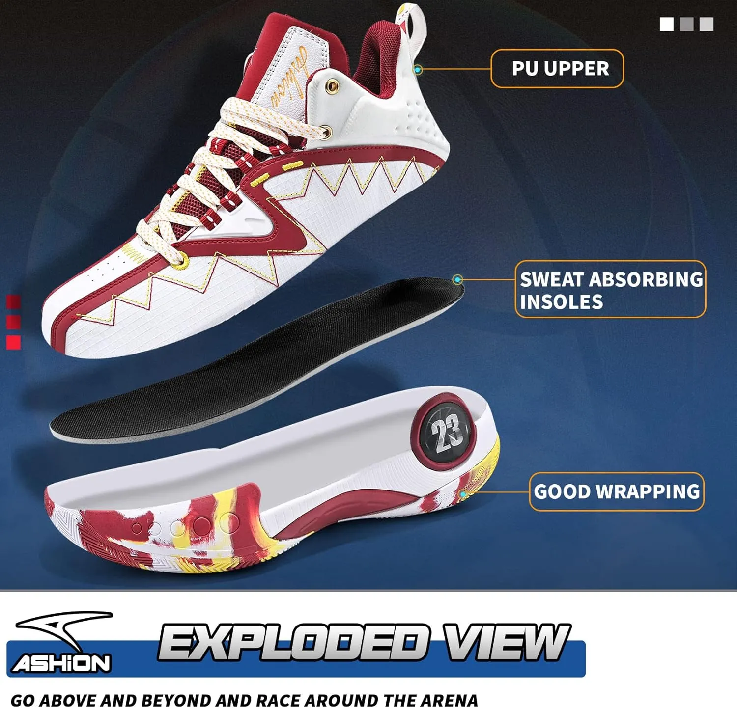 ASHION Kids Youth Basketball Shoes Non-Slip Boys High Top Sneakers Girls School Trainers