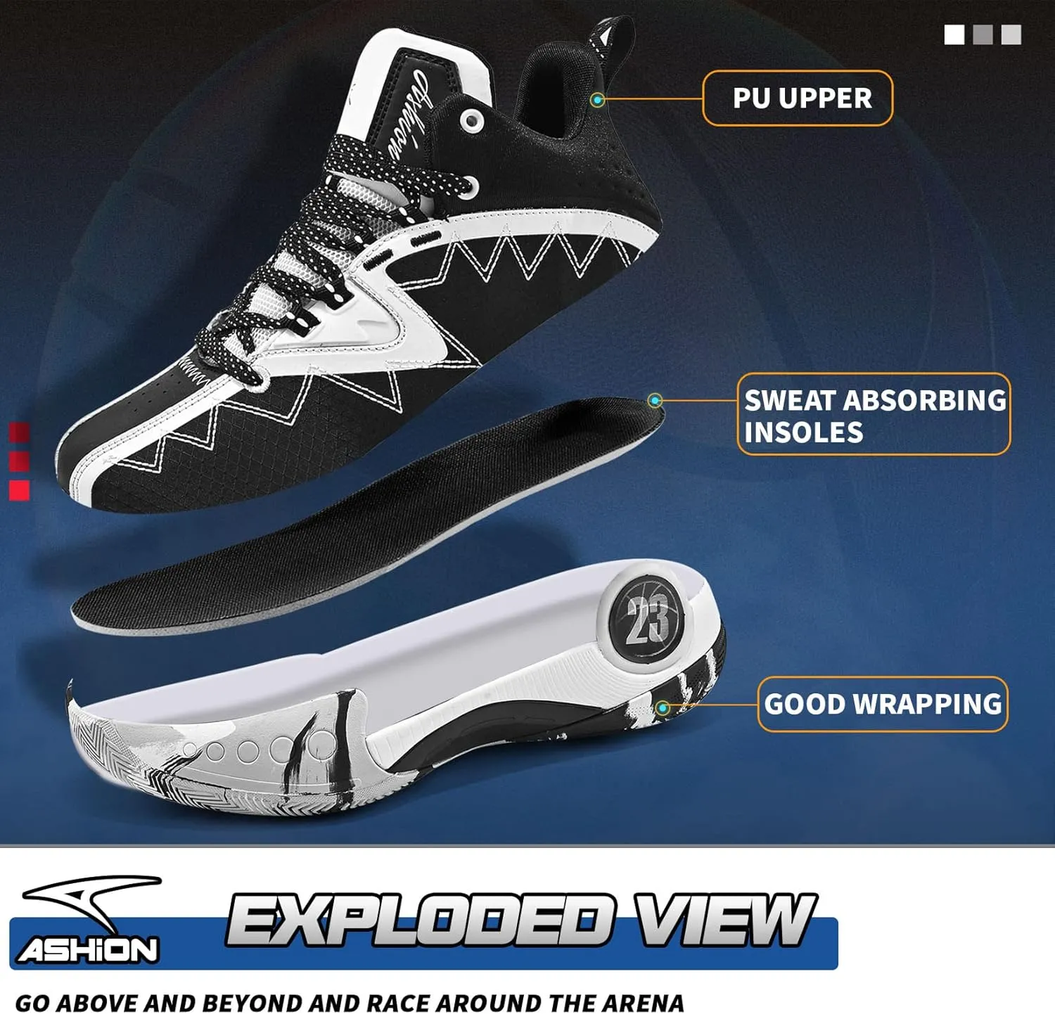 ASHION Kids Youth Basketball Shoes Non-Slip Boys High Top Sneakers Girls School Trainers