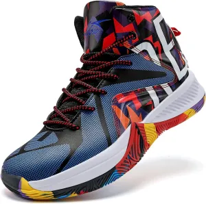 ASHION Unisex Kids Basketball Shoes Air Boys Girls High Top Sneakers Breathable Outdoor Cushioning Athletic Shoes