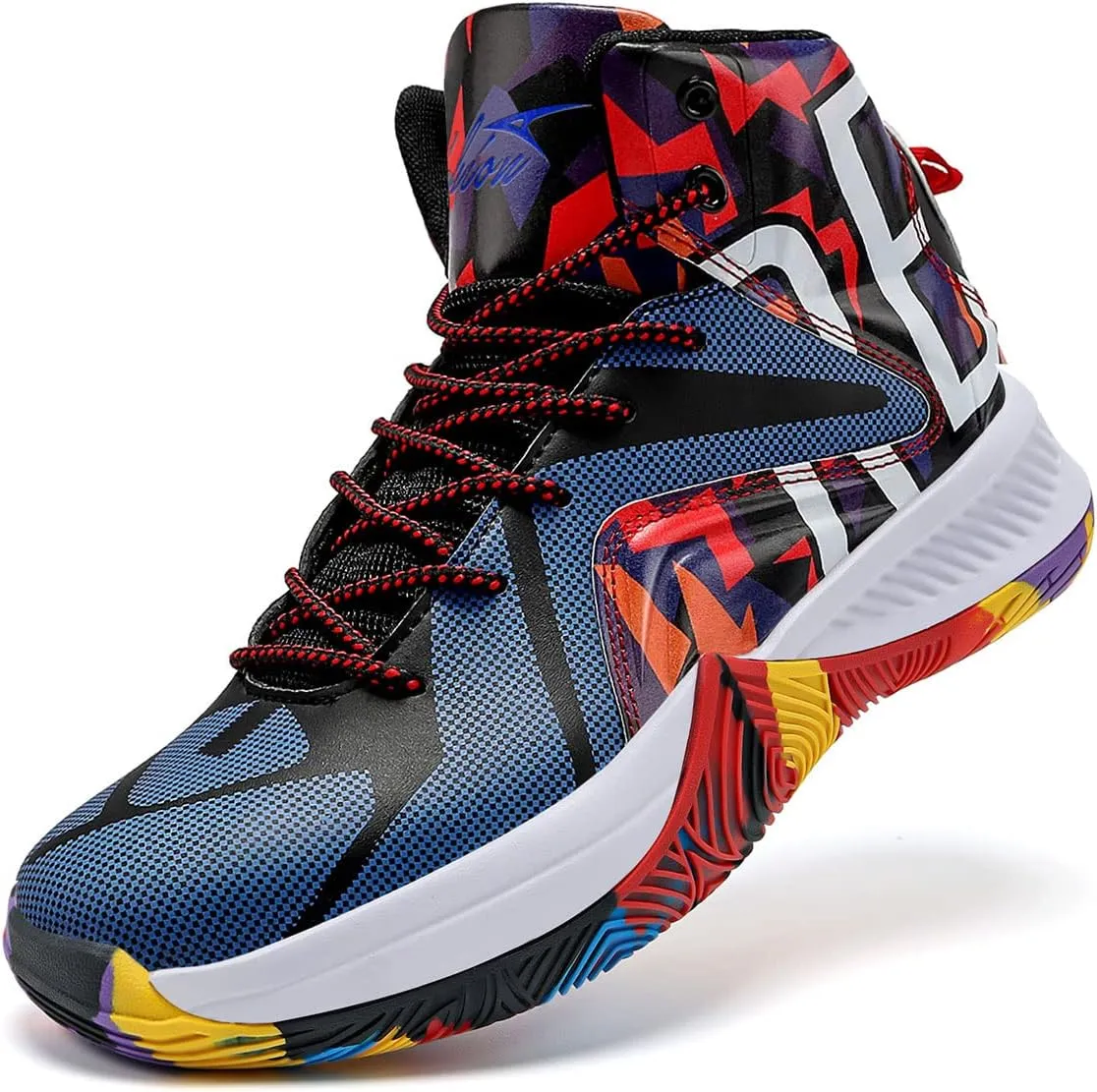 ASHION Unisex Kids Basketball Shoes Air Boys Girls High Top Sneakers Breathable Outdoor Cushioning Athletic Shoes