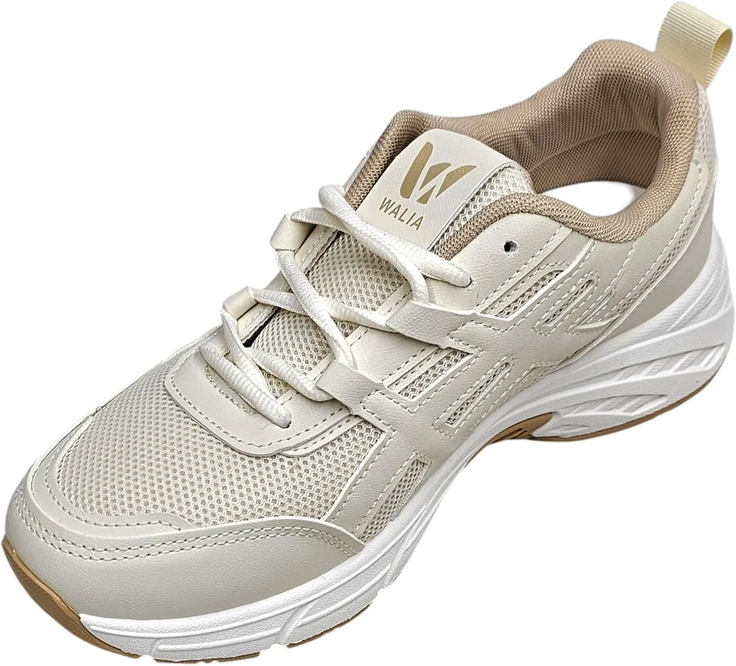 Athletic Running Shoes, Mesh Upper, White Sole, Cushioned Training Sneakers