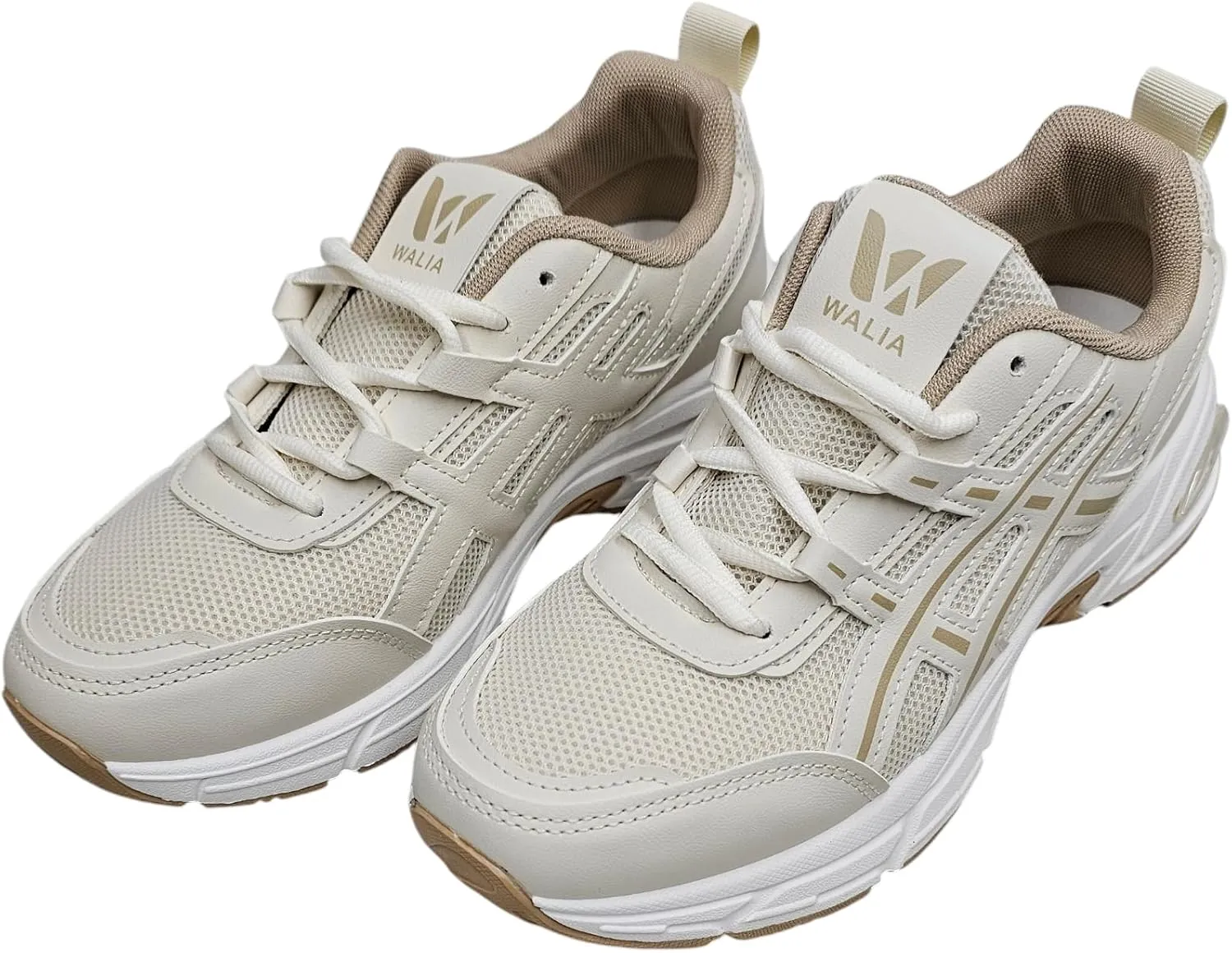 Athletic Running Shoes, Mesh Upper, White Sole, Cushioned Training Sneakers