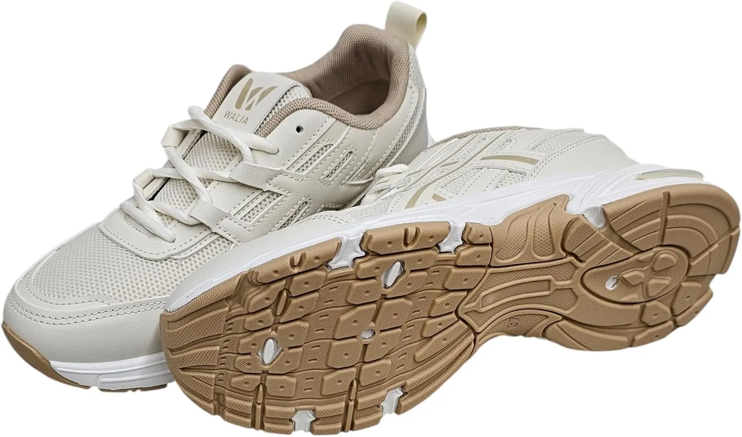Athletic Running Shoes, Mesh Upper, White Sole, Cushioned Training Sneakers