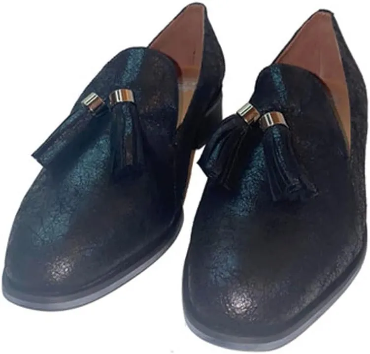 Authentic Robrts Floral Leather Mule Heel Sandal - Black Leather Rose Mule - Women's Designer Shoes - Women's Fashion Shoes