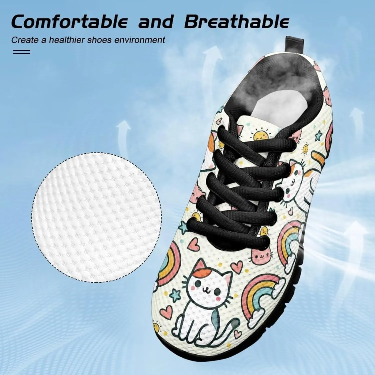 Boys Girls Cartoon Animal Sneakers Non Slip Breathable Sports Running Shoes Lightweight Comfortable Casual Walking Shoes
