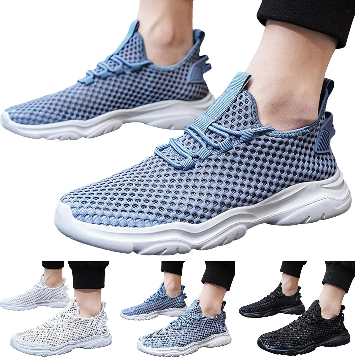 Breathable Walking Shoes for Men Lightweight Breathable Slip on Running Shoe Lightweight Diabetic Shoes for Men