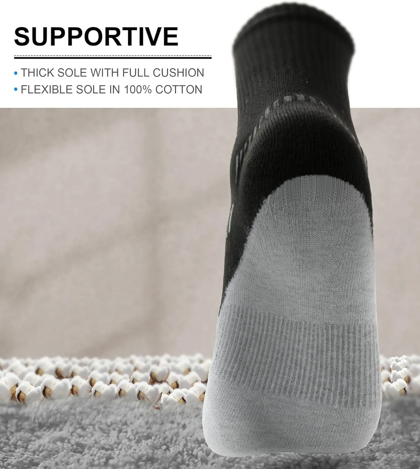 BULLIANT Compression Socks for Men 6Pairs, Athletic Crew Socks Cushioned For Men Sports Running-Arch Support