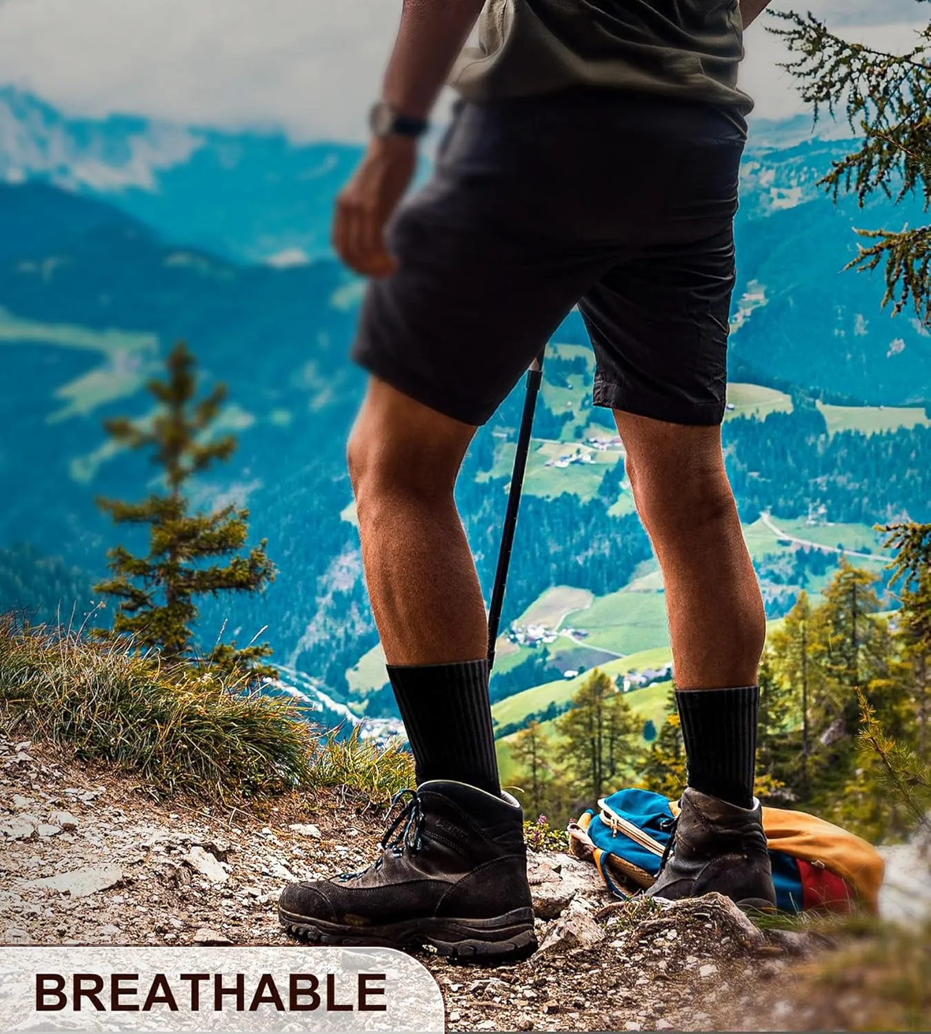 BULLIANT Compression Socks for Men 6Pairs, Athletic Crew Socks Cushioned For Men Sports Running-Arch Support