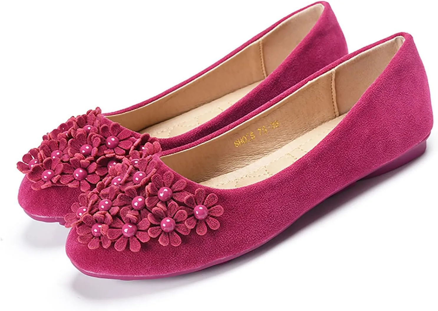 Business Casual Shoes Women Ladies Singles Shoes Flat Flower Pearl Decoration Casual Slip On Work