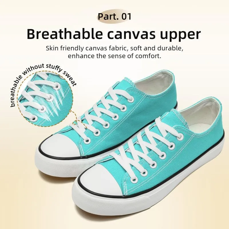 Canvas Shoes for Women Men Low Top Lace Up Sneakers Canvas Fashion Sneakers Classic Casual Walking Shoes Comfortable Breathable
