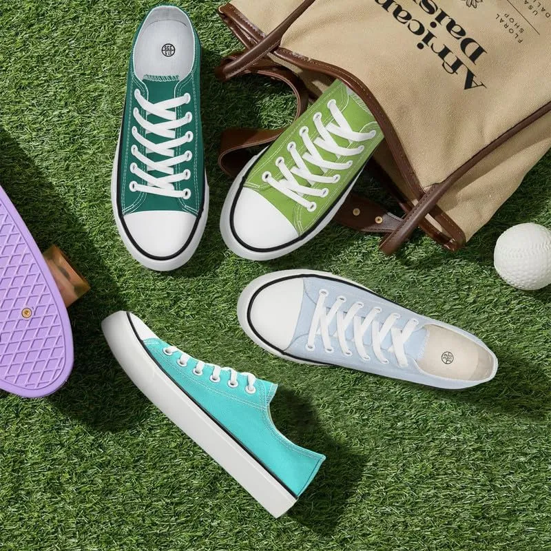 Canvas Shoes for Women Men Low Top Lace Up Sneakers Canvas Fashion Sneakers Classic Casual Walking Shoes Comfortable Breathable