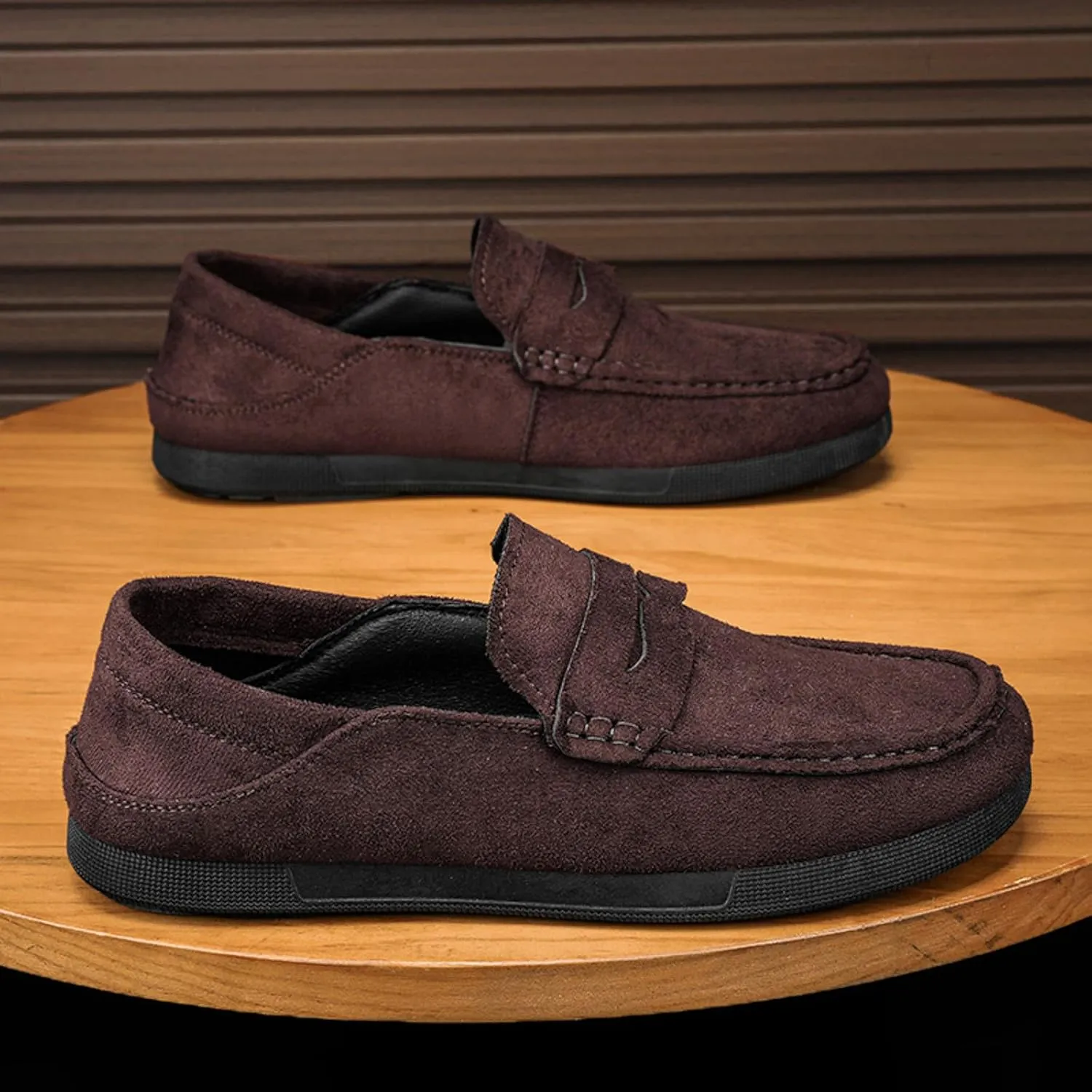 Casual Dress Shoes Men Casual Shoes Fashionable New Pattern Simple Pure Color Comfortable Round Toe Flat Bottom All
