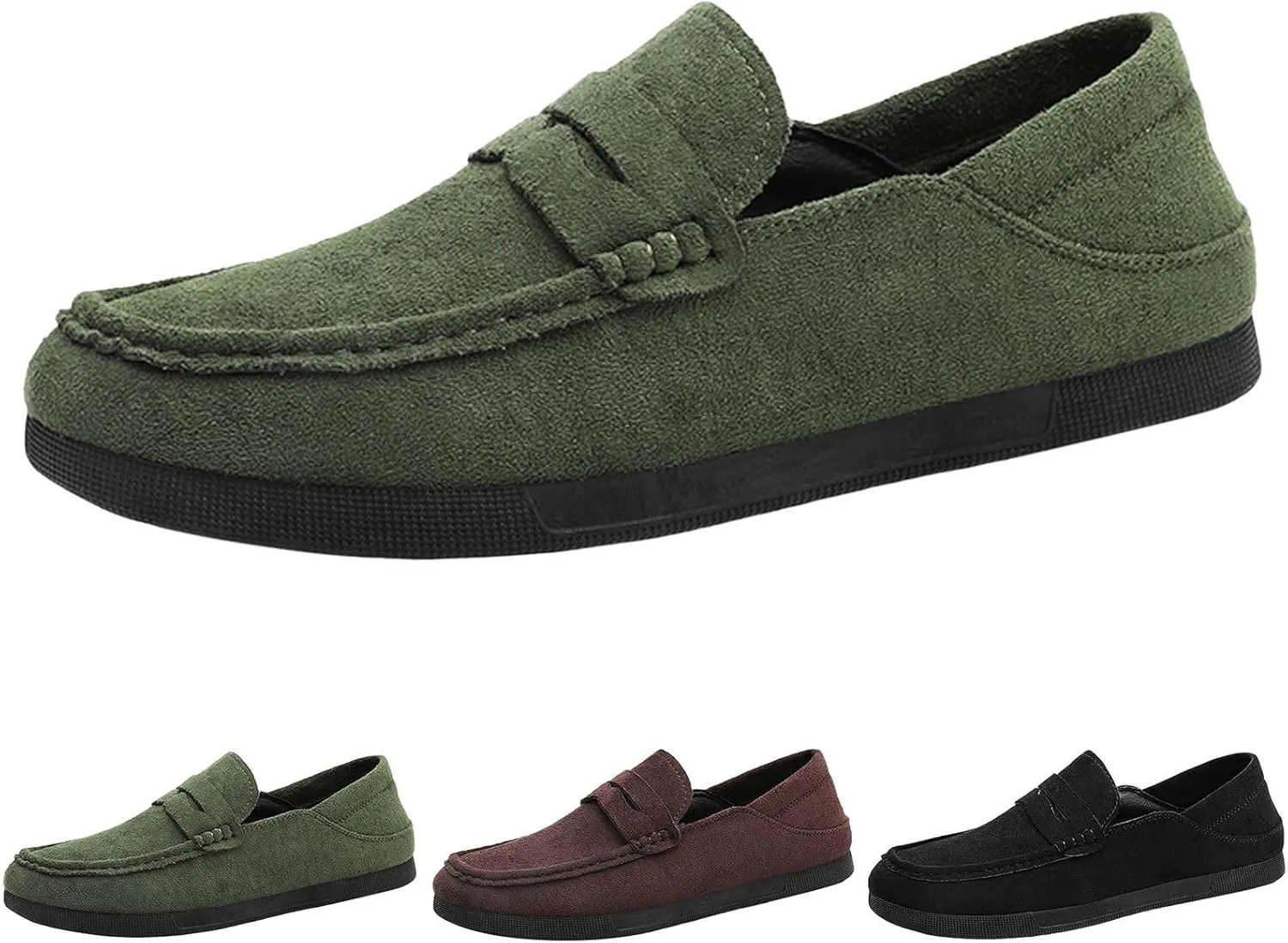Casual Dress Shoes Men Casual Shoes Fashionable New Pattern Simple Pure Color Comfortable Round Toe Flat Bottom All