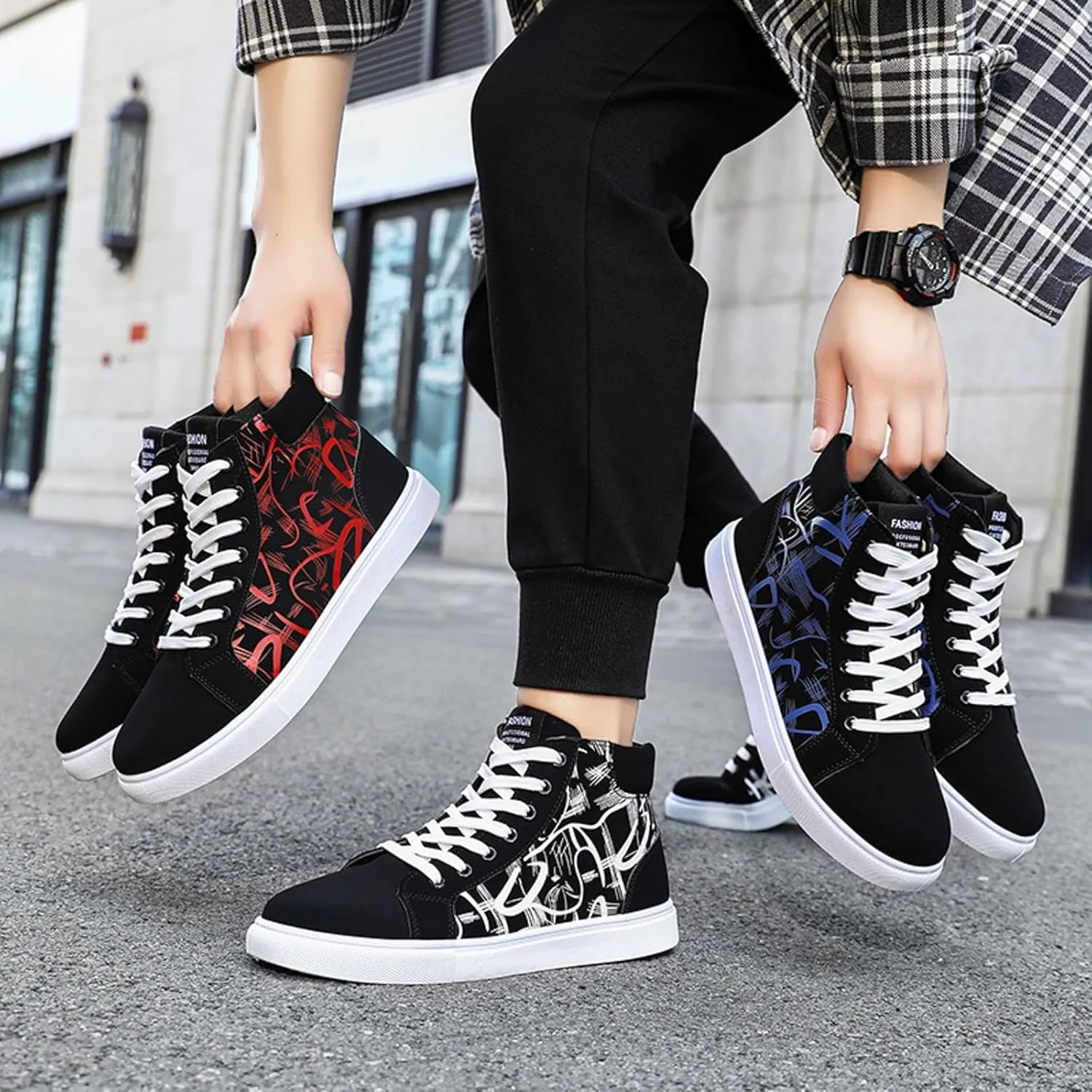 Casual Dress Shoes Men Shoes Flat High Top Casual Cloth Fashionable Outdoor Canvas
