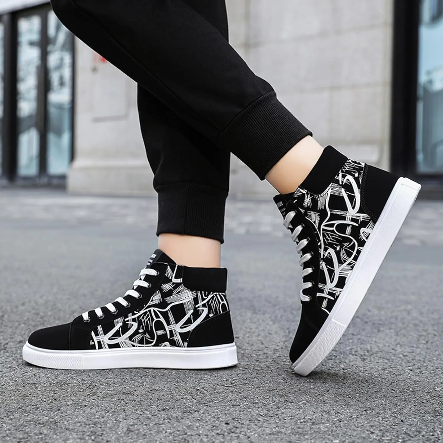 Casual Dress Shoes Men Shoes Flat High Top Casual Cloth Fashionable Outdoor Canvas