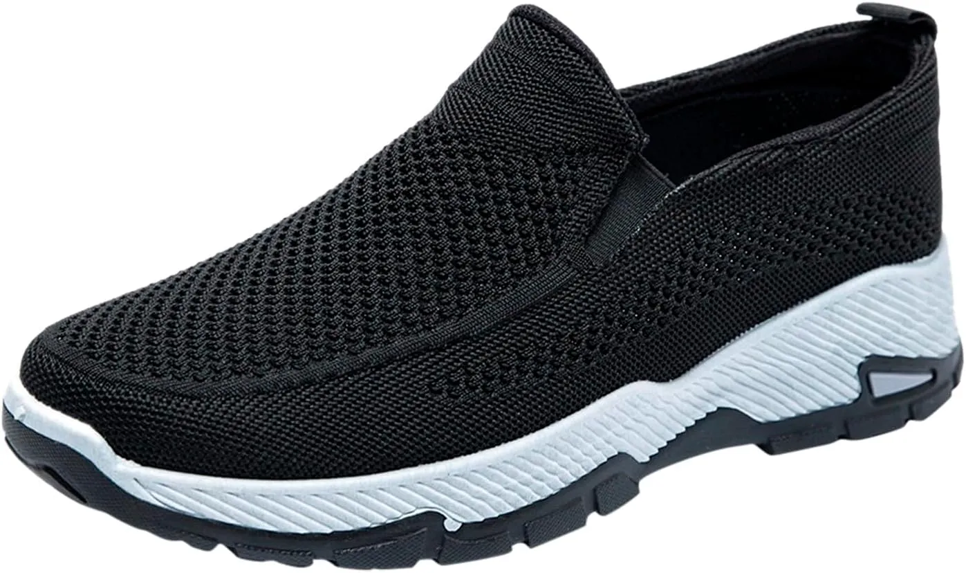 Casual Dress Shoes Men's Fashion Solid Color Mesh Breathable Casual Shoes One Foot Stirrup Non Slip Soft Sole Walking