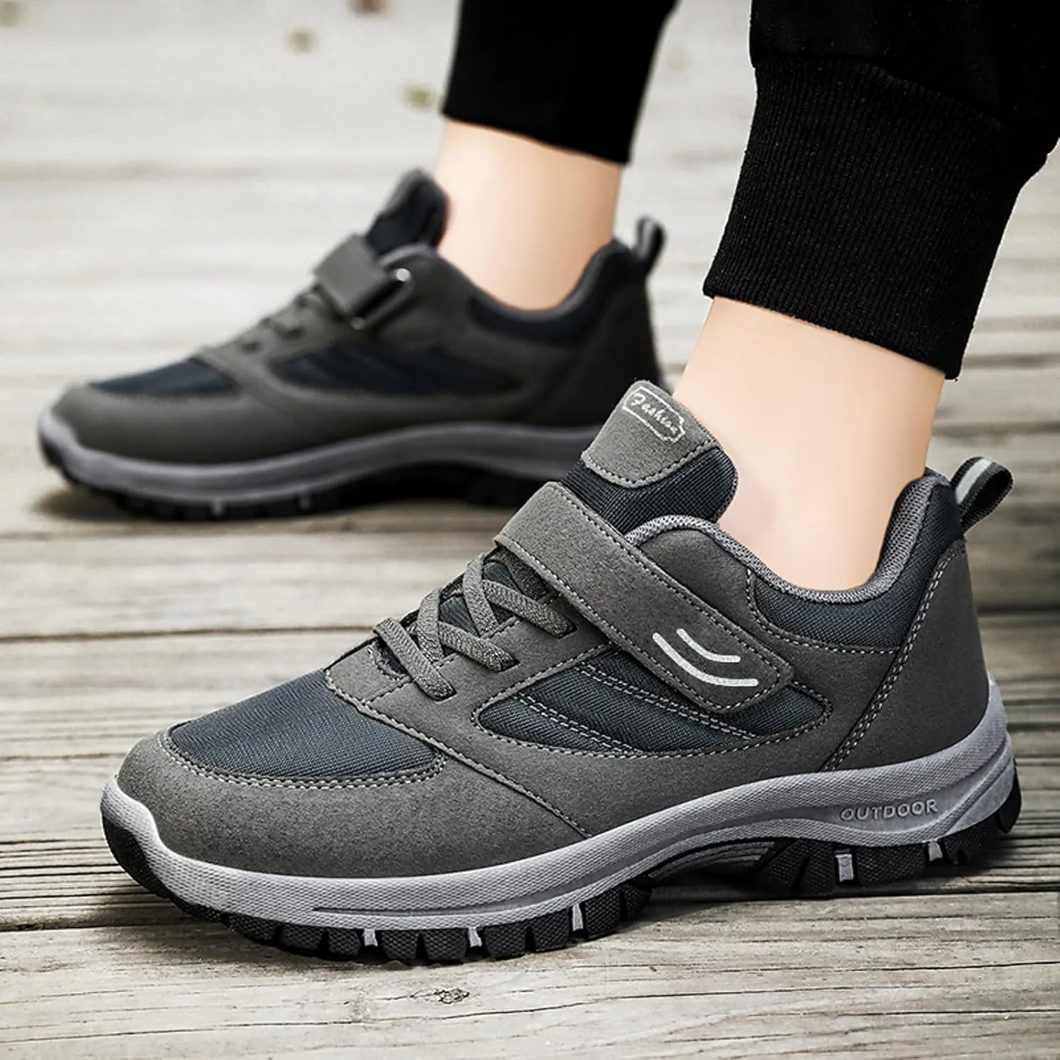 Casual Shoes for Men Men Casual Shoes Fashionable New Pattern Solid Color Simple Thick Sole Hook Loop Four Season