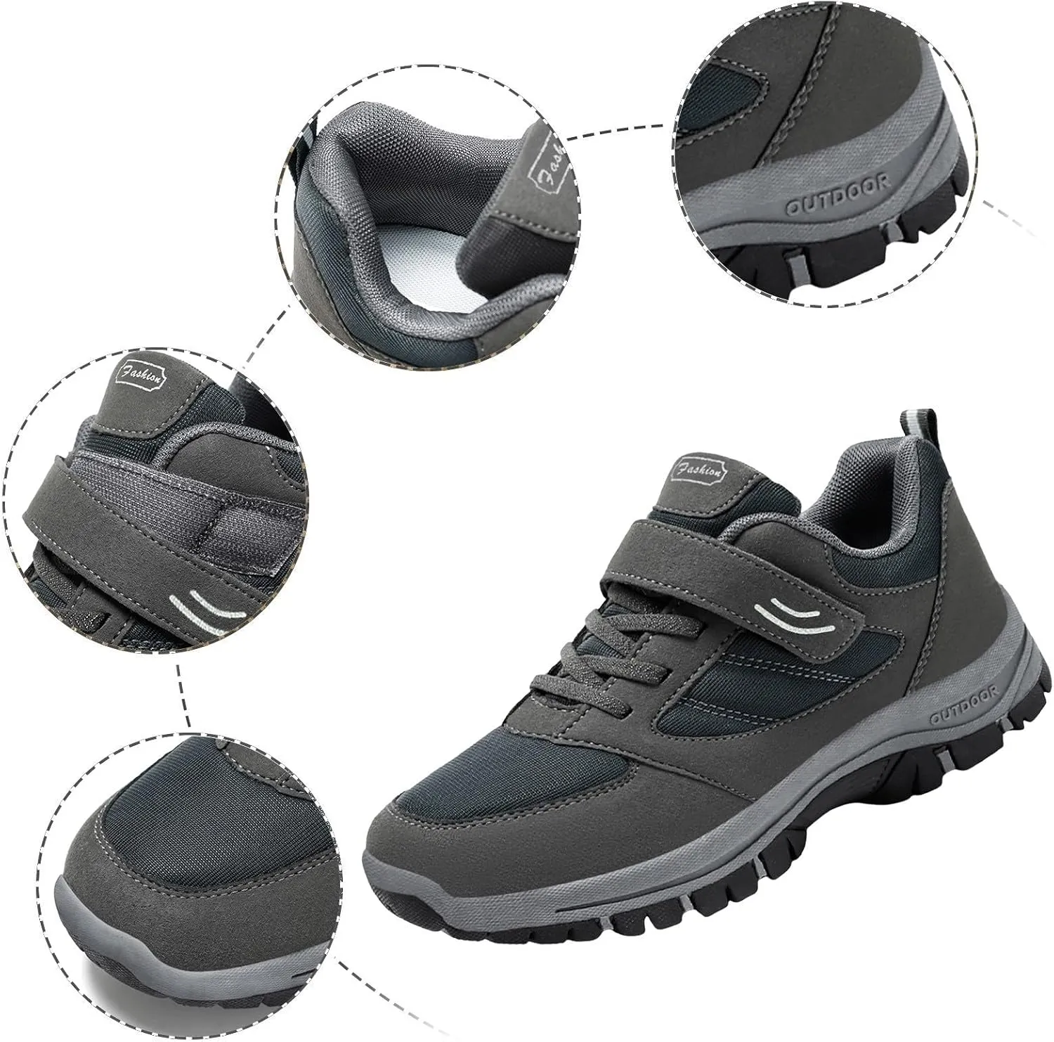 Casual Shoes for Men Men Casual Shoes Fashionable New Pattern Solid Color Simple Thick Sole Hook Loop Four Season