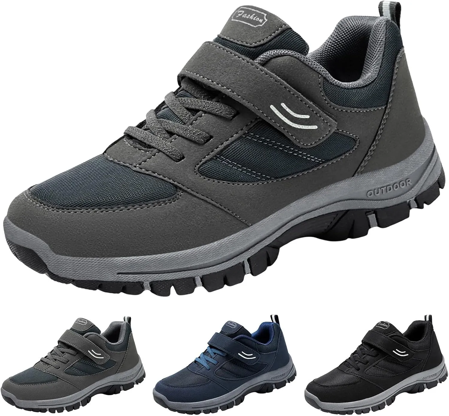 Casual Shoes for Men Men Casual Shoes Fashionable New Pattern Solid Color Simple Thick Sole Hook Loop Four Season