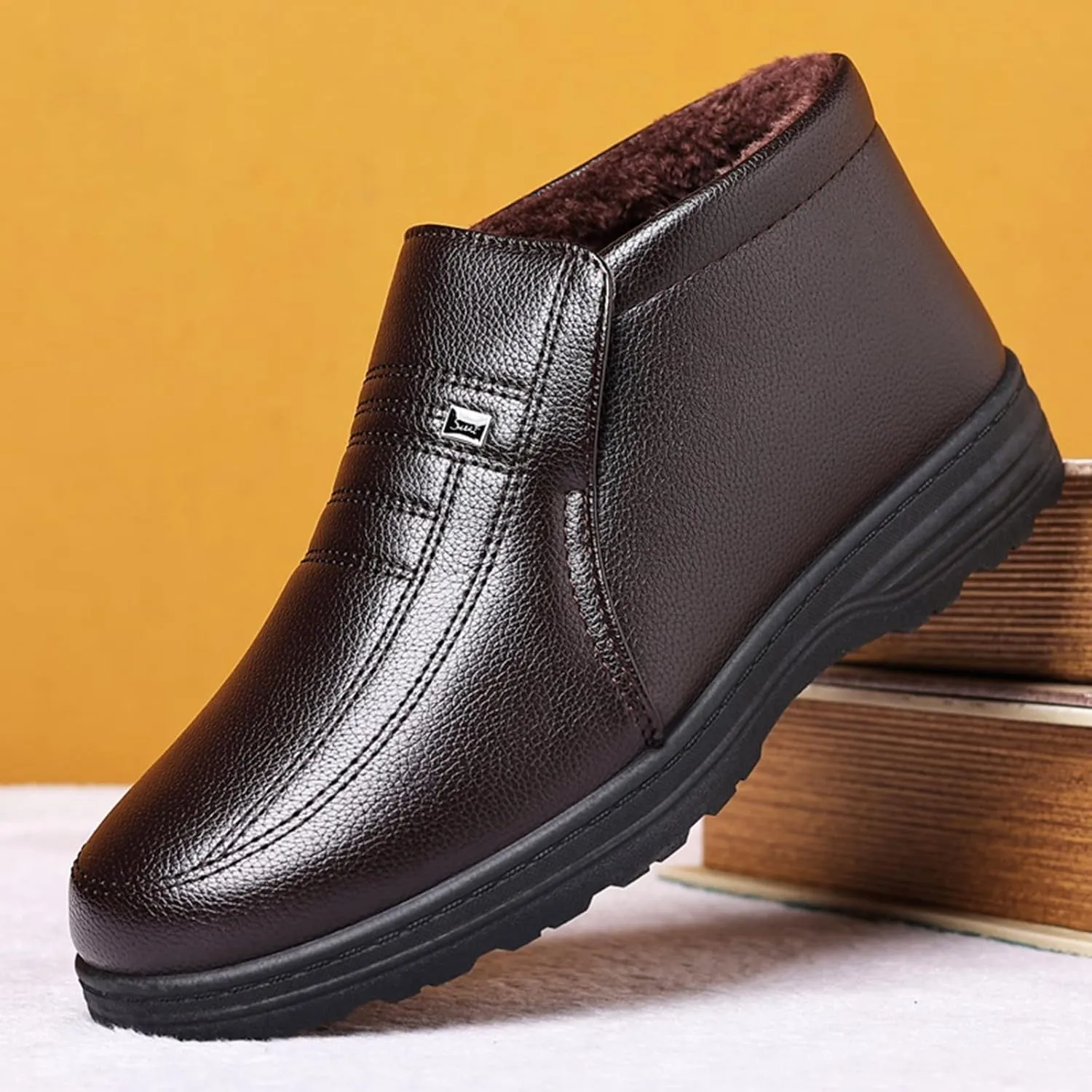 Casual Shoes for Men Men Shoes Casual High Top Cotton Old People Cotton Old Leather
