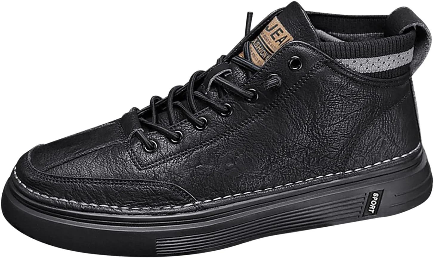 Casual Shoes for Men Platform Breathable Leather Shoes Casual Sport Fashion Retro Mens