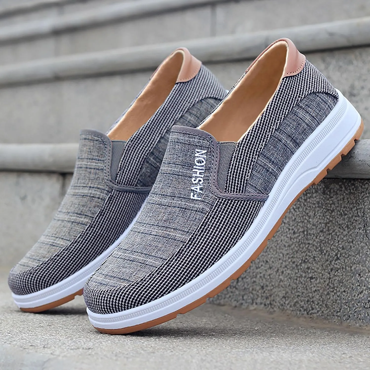 Casual Walking Shoes Fashion All Season Men Casual Shoes Flat Bottom Round Toe Non Slip Cloth Solid Color