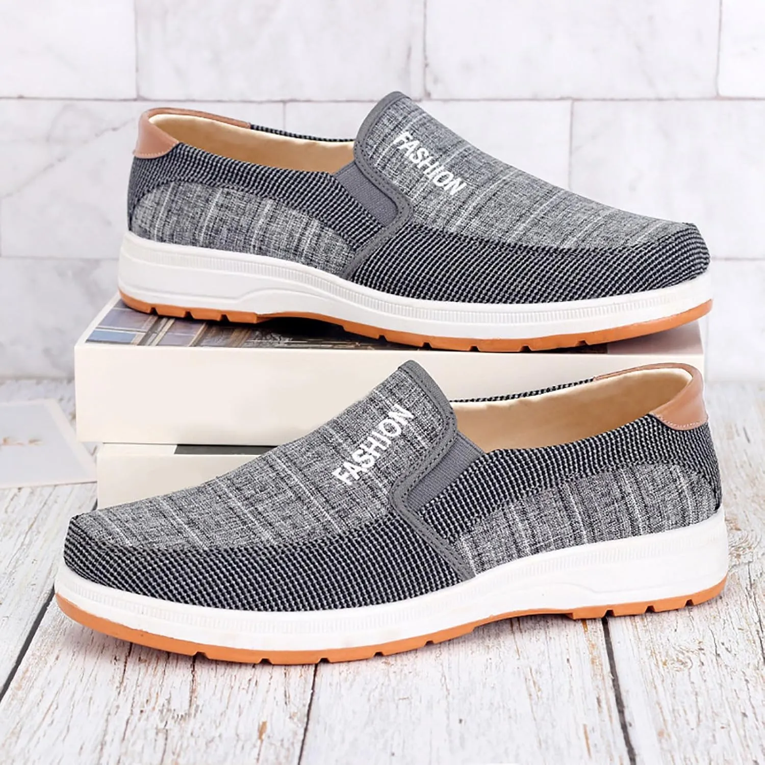 Casual Walking Shoes Fashion All Season Men Casual Shoes Flat Bottom Round Toe Non Slip Cloth Solid Color