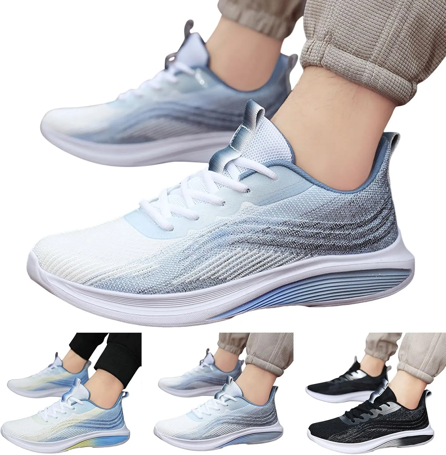 Casual Walking Shoes Men Casual Shoes New Pattern Color Matching Couple Lightweight and Non Slip Lace Up Mesh