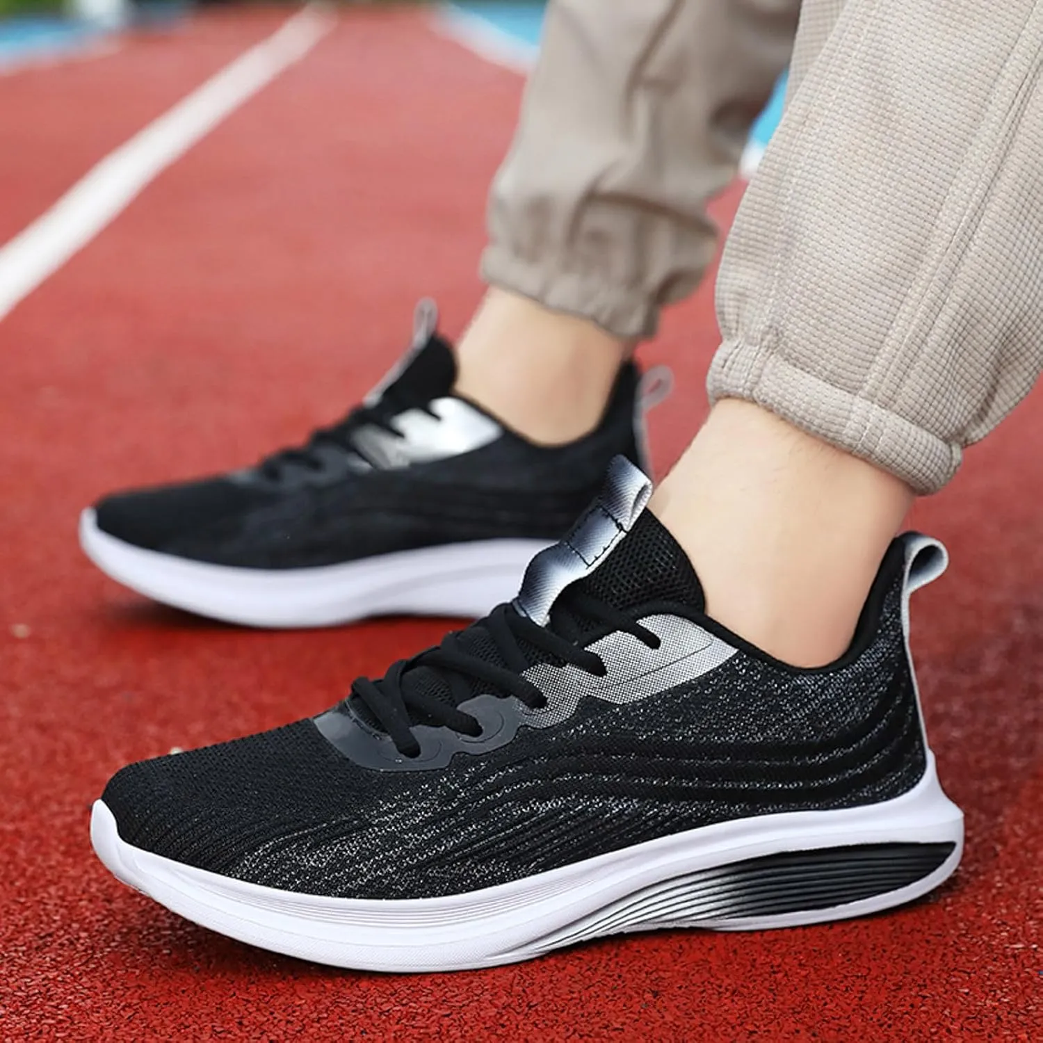 Casual Walking Shoes Men Casual Shoes New Pattern Color Matching Couple Lightweight and Non Slip Lace Up Mesh