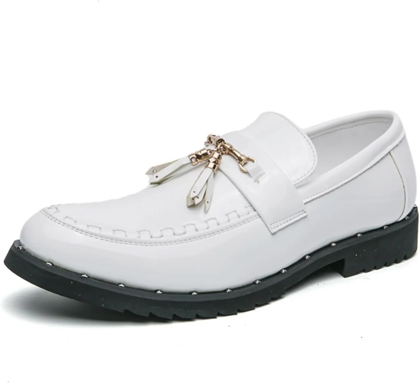 CHUUMEE Men's Casual Driving Shoes Patent Leather Tassel Loafers Non-Slip Penny Formal Tuxedo Shoes Business Party Leather Shoes