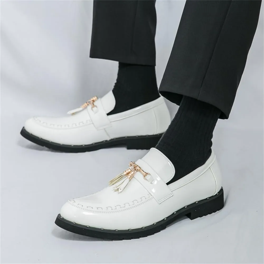CHUUMEE Men's Casual Driving Shoes Patent Leather Tassel Loafers Non-Slip Penny Formal Tuxedo Shoes Business Party Leather Shoes