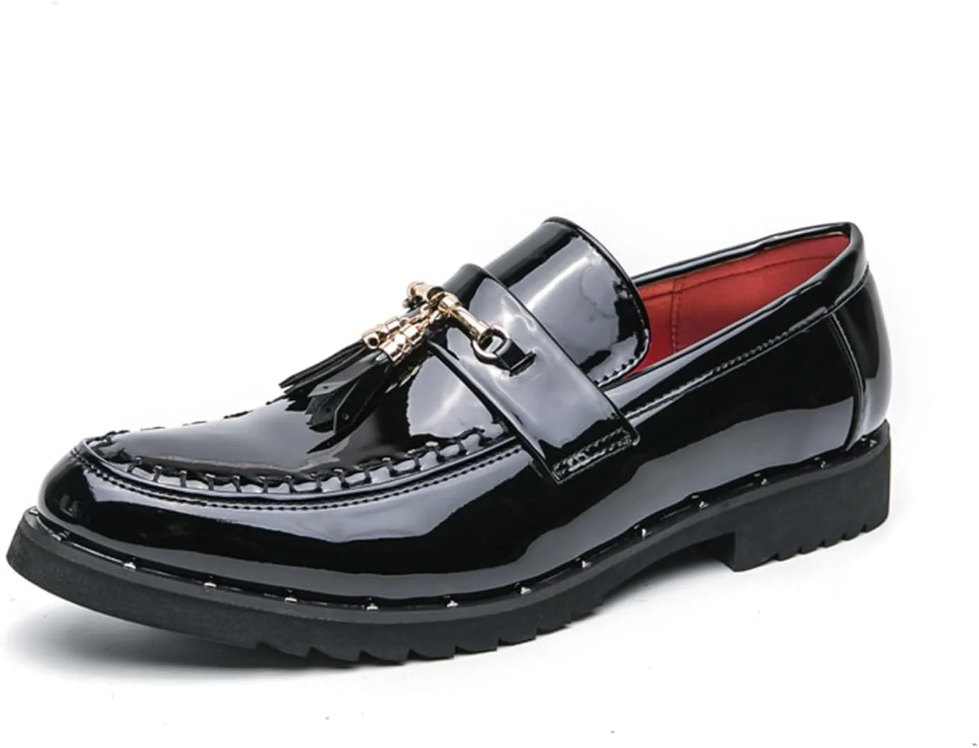 CHUUMEE Men's Casual Driving Shoes Patent Leather Tassel Loafers Non-Slip Penny Formal Tuxedo Shoes Business Party Leather Shoes