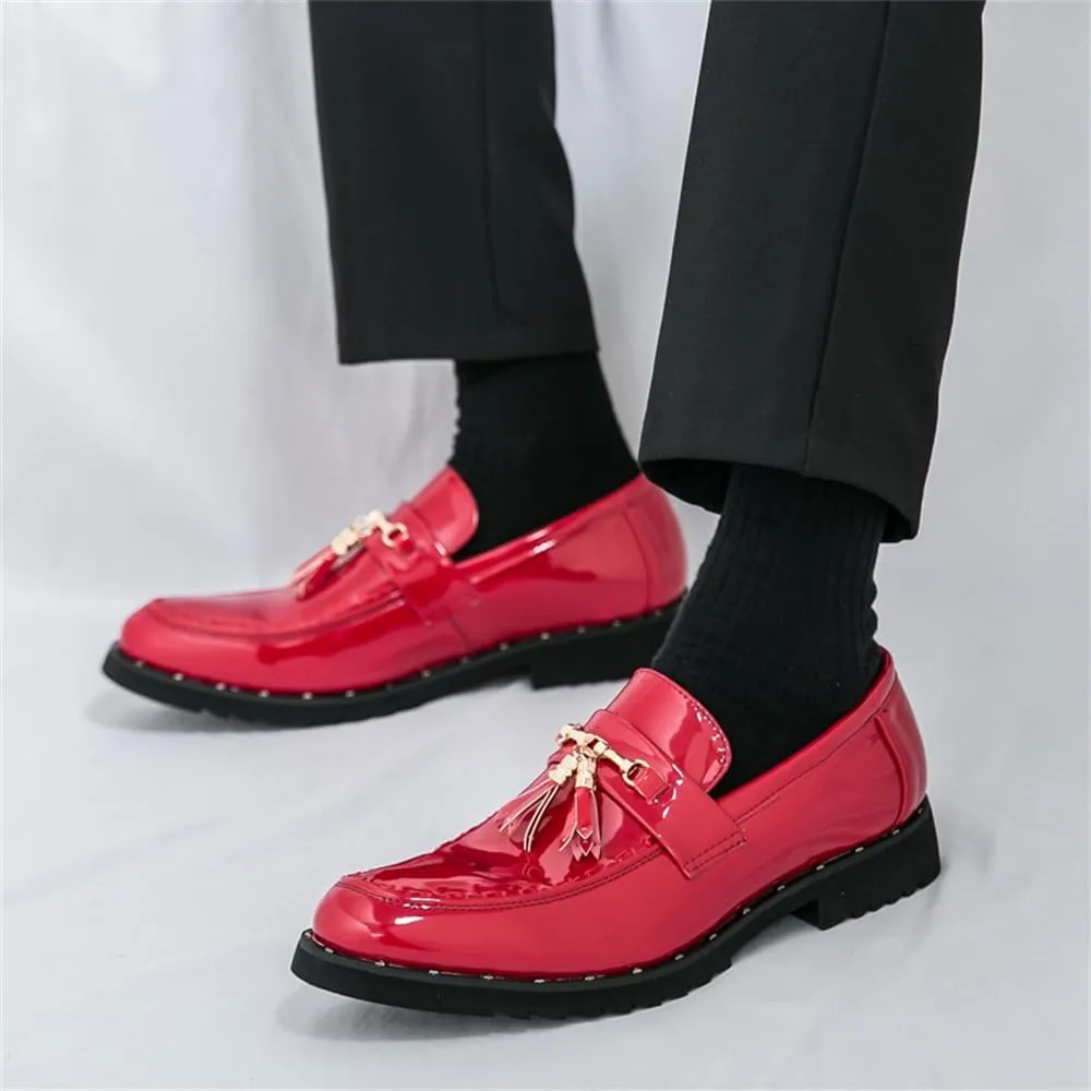 CHUUMEE Men's Casual Driving Shoes Patent Leather Tassel Loafers Non-Slip Penny Formal Tuxedo Shoes Business Party Leather Shoes