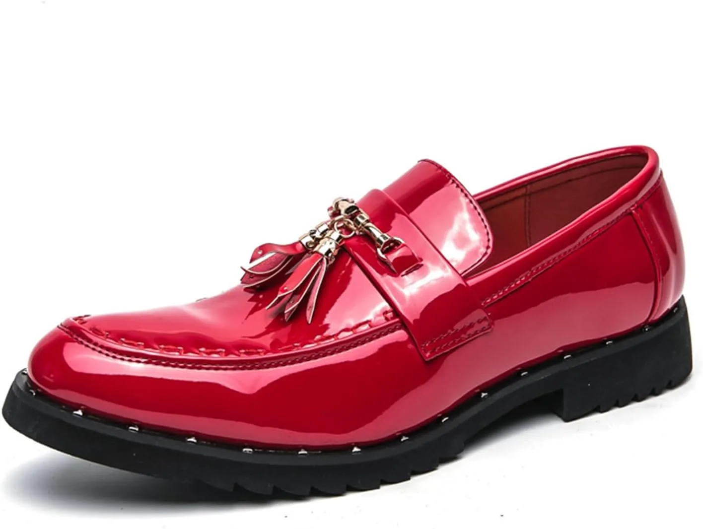 CHUUMEE Men's Casual Driving Shoes Patent Leather Tassel Loafers Non-Slip Penny Formal Tuxedo Shoes Business Party Leather Shoes