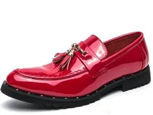 CHUUMEE Men's Casual Driving Shoes Patent Leather Tassel Loafers Non-Slip Penny Formal Tuxedo Shoes Business Party Leather Shoes