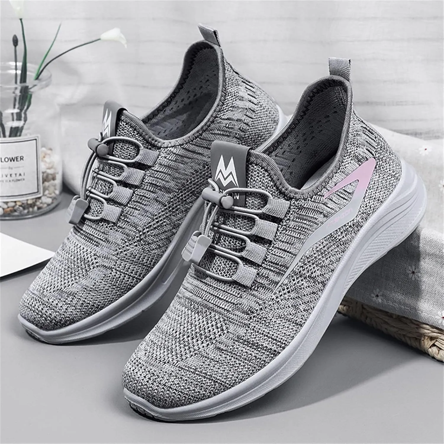 Classic Athletic Skateboard Sneakers for Women Lightweight Woven Orthopedic Walking Shoes Canvas Slip on Shoe