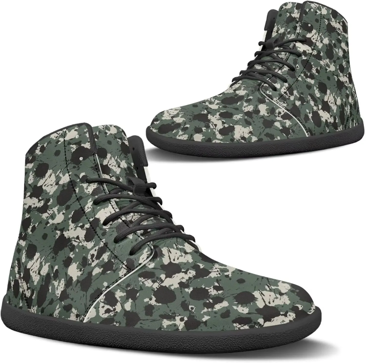 Classic Camo Unisex High top Sneakers Womens Classic High Tops Leather Shoes Wide Toe Barefoot Sneakers for Men