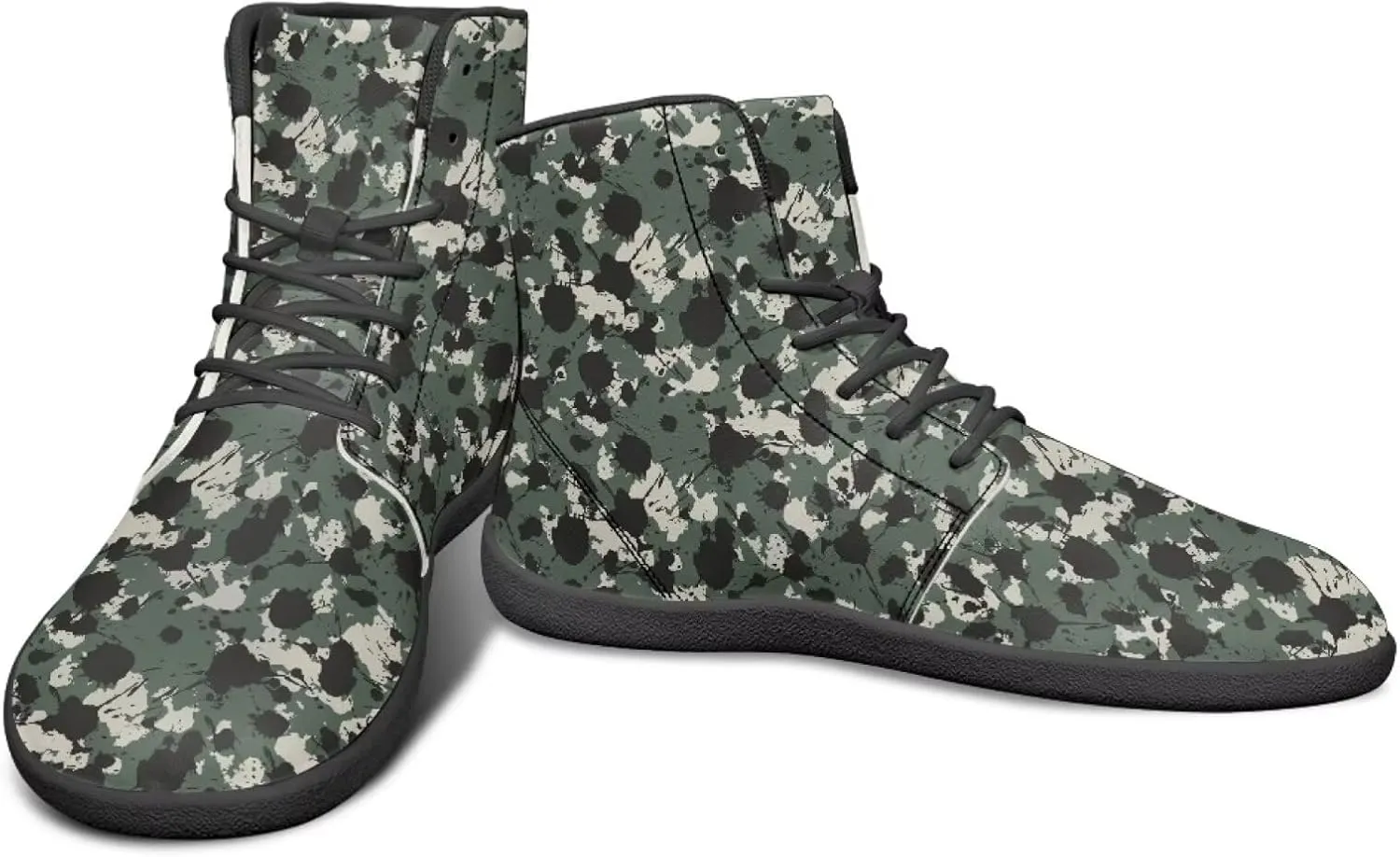 Classic Camo Unisex High top Sneakers Womens Classic High Tops Leather Shoes Wide Toe Barefoot Sneakers for Men