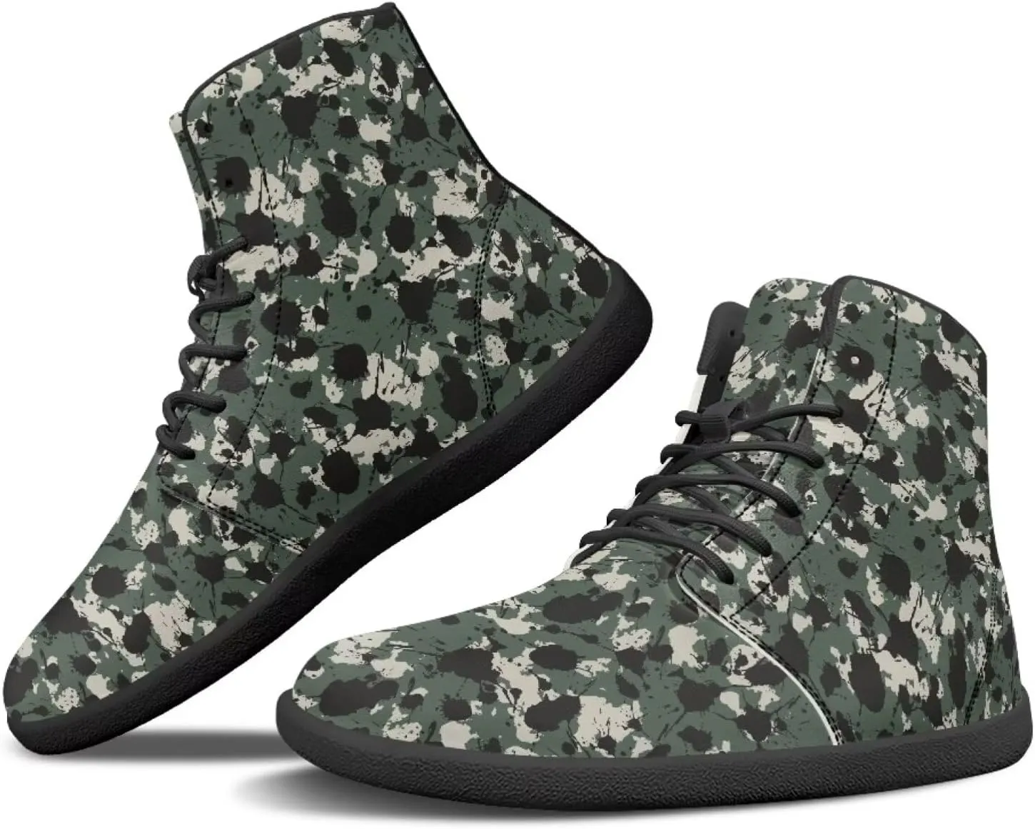 Classic Camo Unisex High top Sneakers Womens Classic High Tops Leather Shoes Wide Toe Barefoot Sneakers for Men