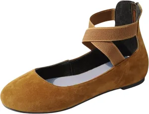Comfotable Casual Shoes Round Toe Women Comfortable Mary Jane Ballet with Elastic Strap Casual Shoes for Women