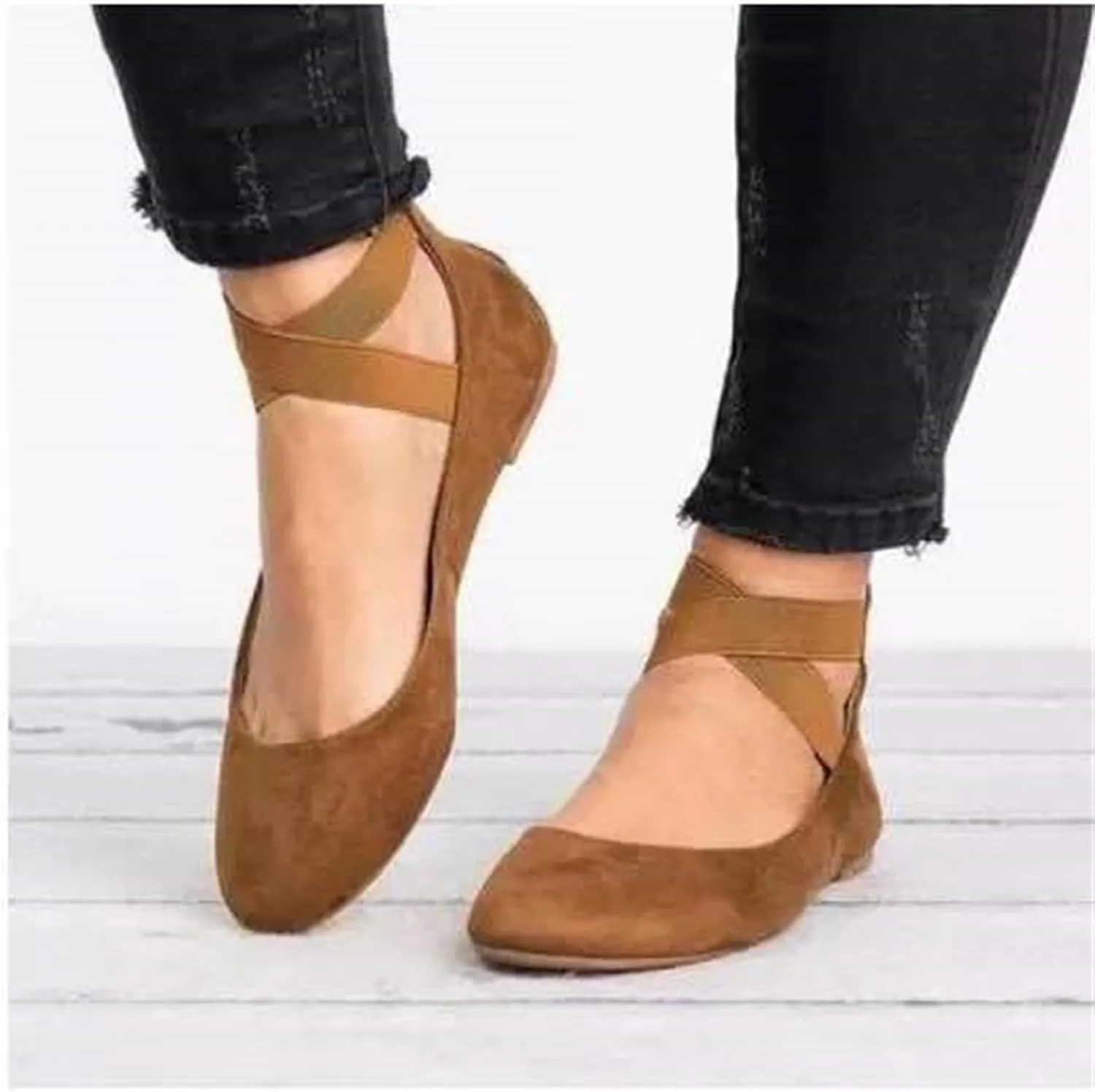 Comfotable Casual Shoes Round Toe Women Comfortable Mary Jane Ballet with Elastic Strap Casual Shoes for Women